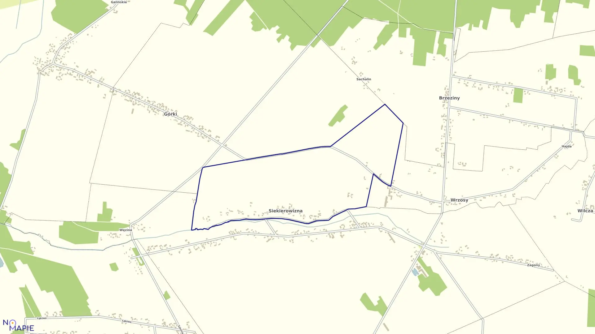 Mapa obrębu Siekierowizna w gminie Przystajń